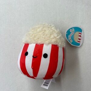 Squishmallows Amil Popcorn 5" Plush Red White Stripes NWT Kellytoy Free Ship